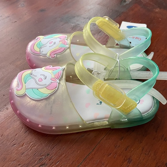Cat & Jack Kids Unicorn Jelly Sandals - Yellow and Green - Picture 2 of 3